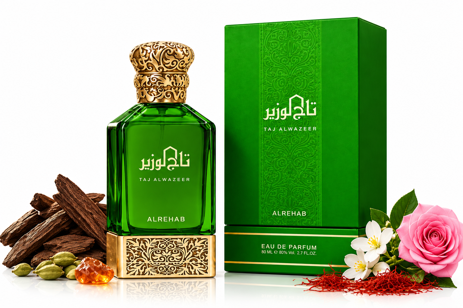 عطر تاج الوزير من شركة الرحاب عبوة 80مل اودي برفان - بخلاصة العود الكمبودي - الصورة 2